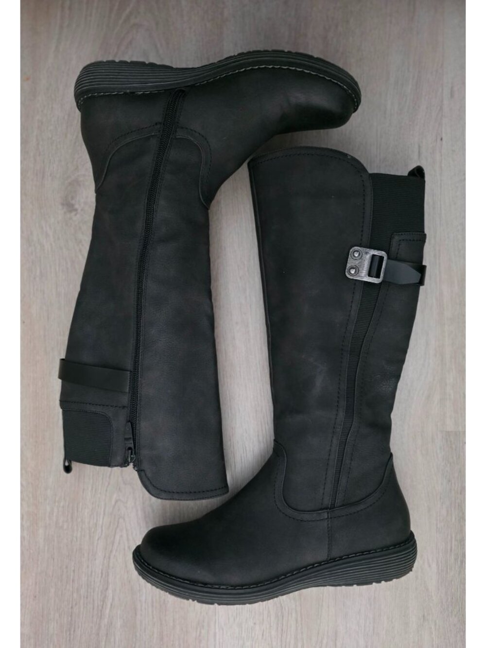 Extreme By Eddie Marc DELILAH Black Knee-High Faux Leather Side-Zip Boots Sz 8 - Picture 5 of 10